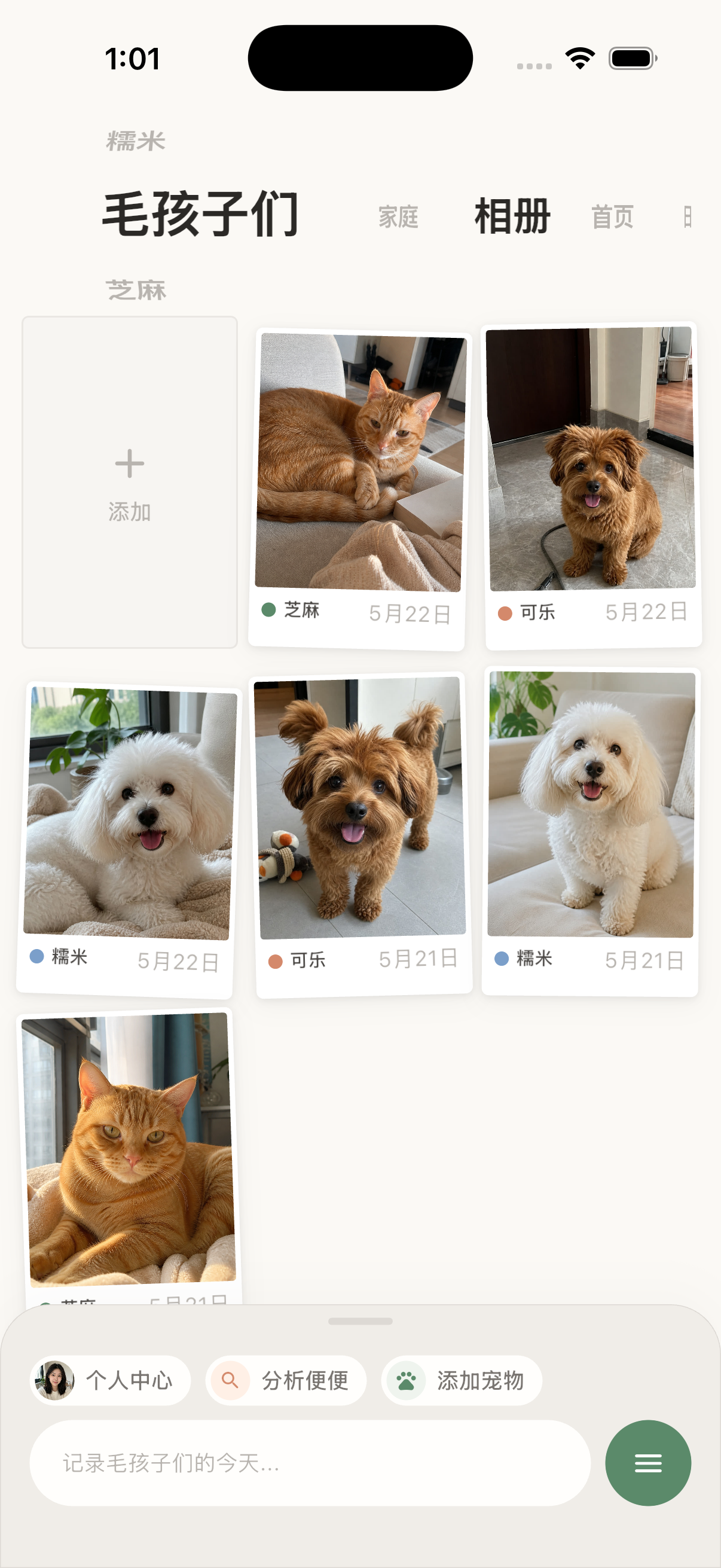 阿沃毛孩子成长相册界面